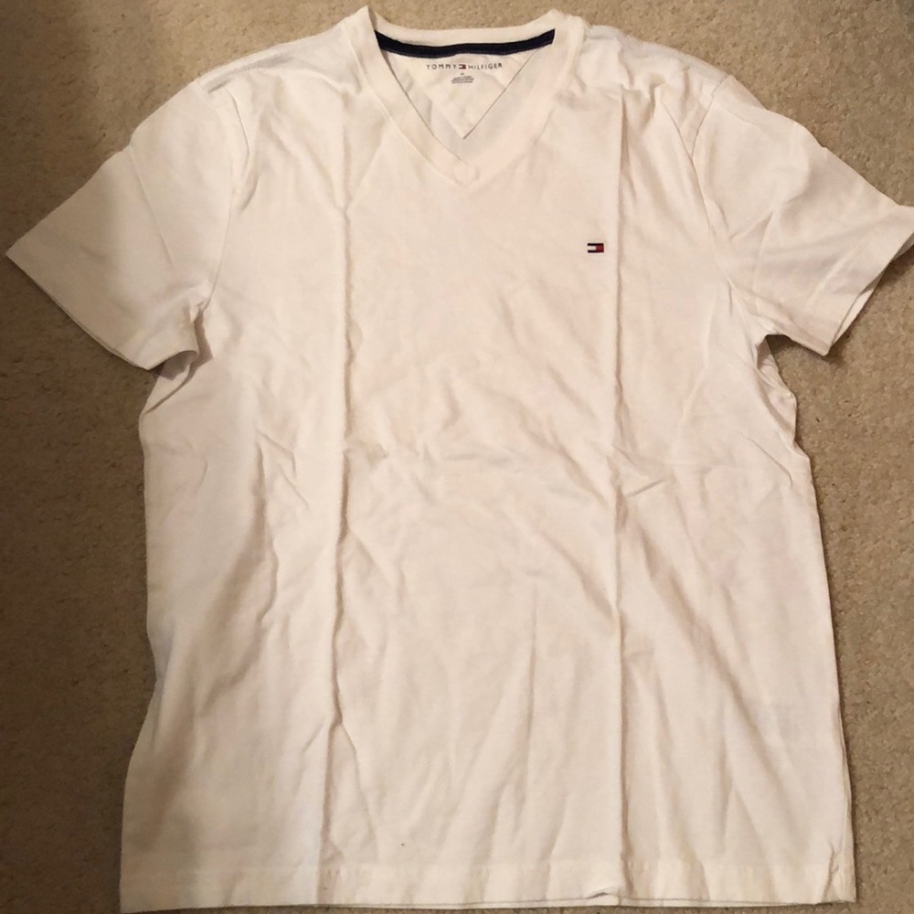 White Tommy Hilfiger v-neck tshirt